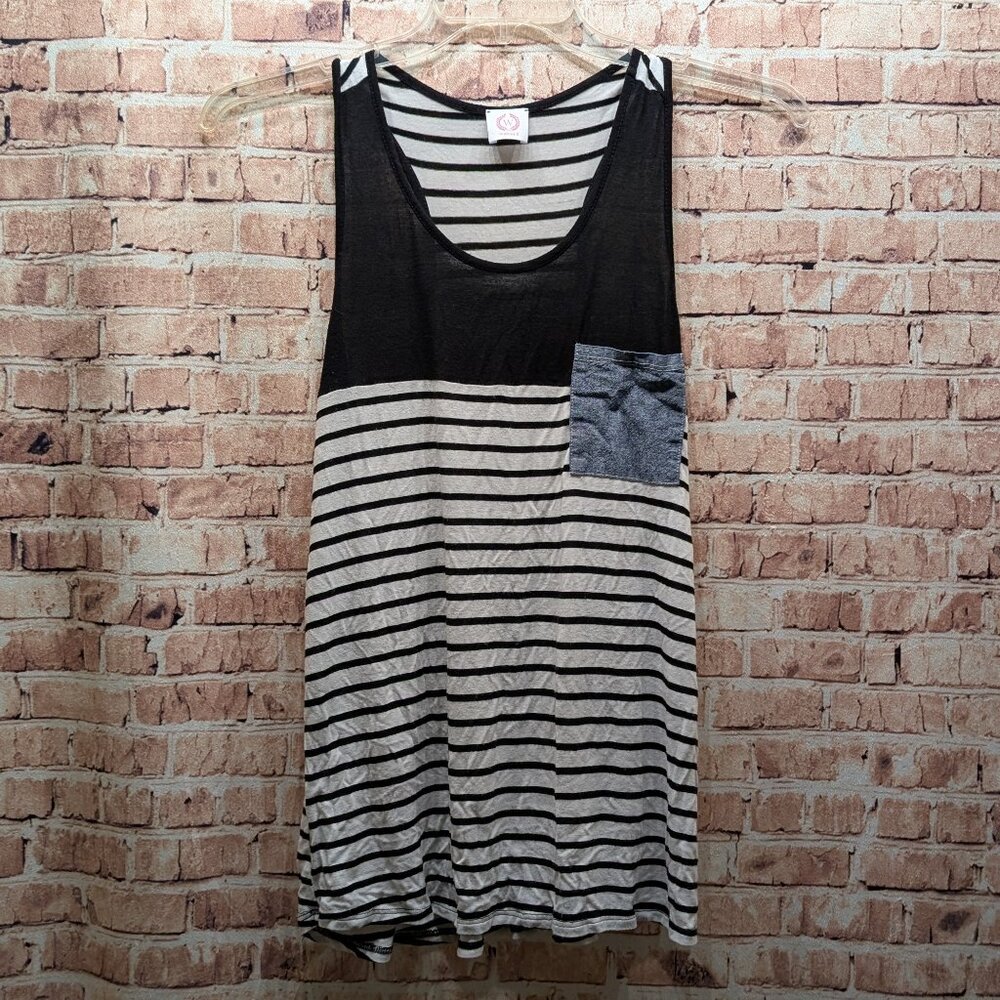 Wanna B Tank Top with Pocket Striped Size Medium